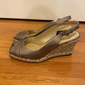 Brand new Stuart Weitzman espadrilles with metallic gunmetal leather - size 8.5